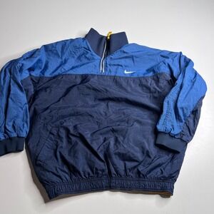 Vintage Nike Reversible Windbreaker Jacket Kids Large 14-16 Yellow Navy Blue Zip